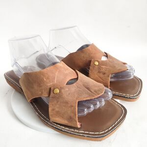 Kino Sandals Mens Size 10 Chancleta Brown Leather Slides Slip On Travel USA Made